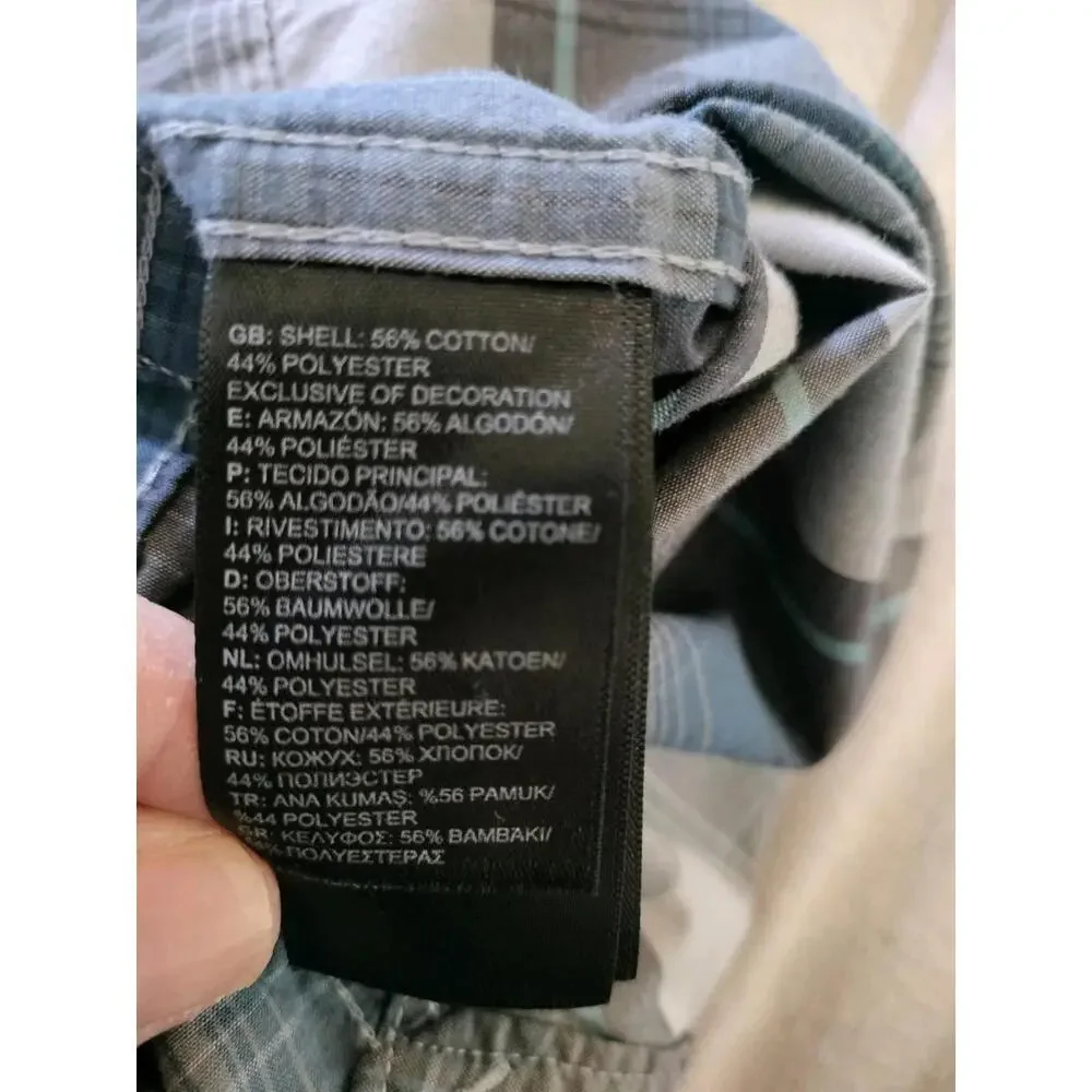 The North Face Shirt Large Mens Plaid SS Gorpcore Hiking Outdoor GrayBlue Button